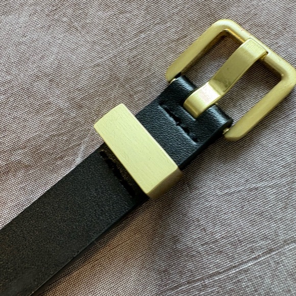 Nordstrom Black Leather Belt with Gold Buckle - Picture 3 of 3